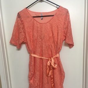 Peach colored maternity dress